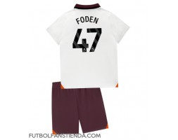 Manchester City Phil Foden #47 Segunda Equipación Niños 2023-24 Manga Corta (+ Pantalones cortos)